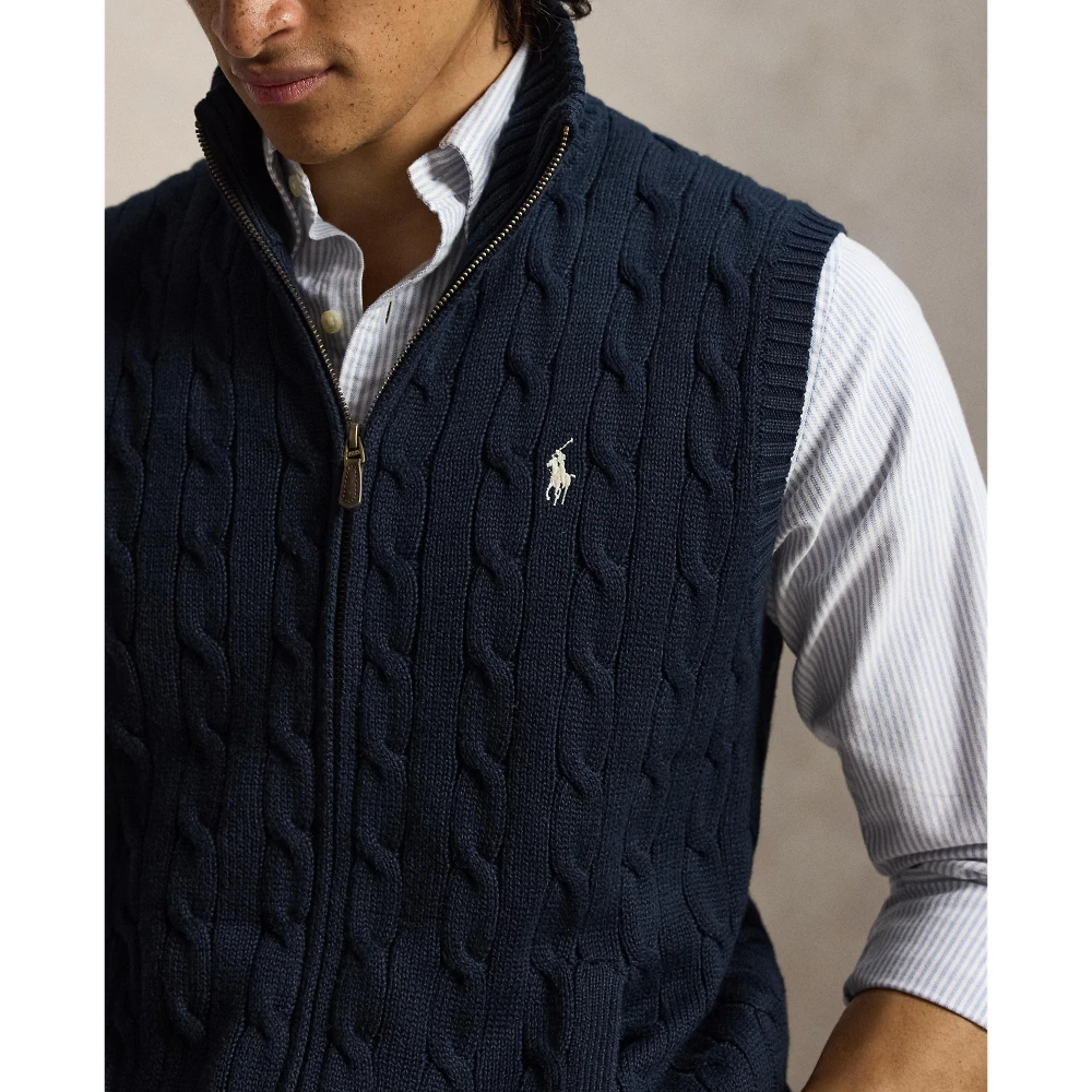 Ανδρικό Πλεκτό Γιλέκο Polo Ralph Lauren με Σχέδιο Cable Knit και Φερμουάρ