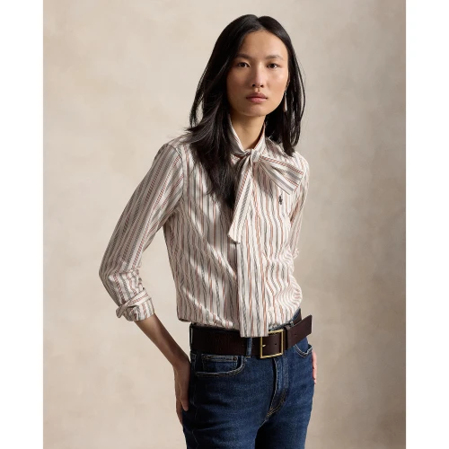Women's Woven Shirt Polo Ralph Lauren with Tie Neck