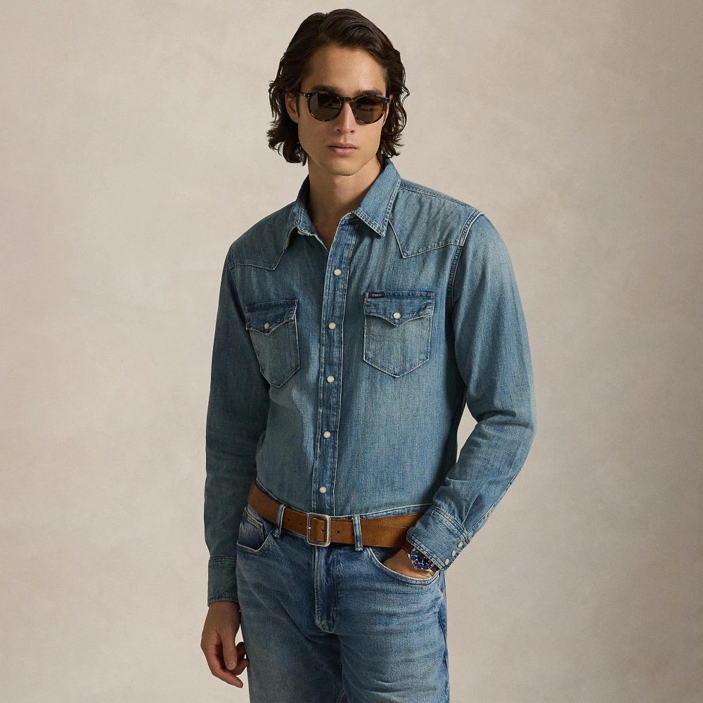 Ανδρικό πουκάμισο Slub Denim Western Polo Ralph Lauren
