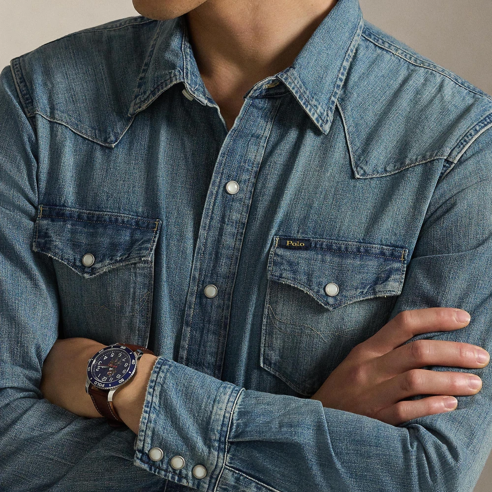 Ανδρικό πουκάμισο Slub Denim Western Polo Ralph Lauren