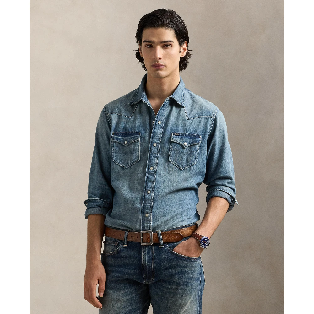 Ανδρικό πουκάμισο Slub Denim Western Polo Ralph Lauren