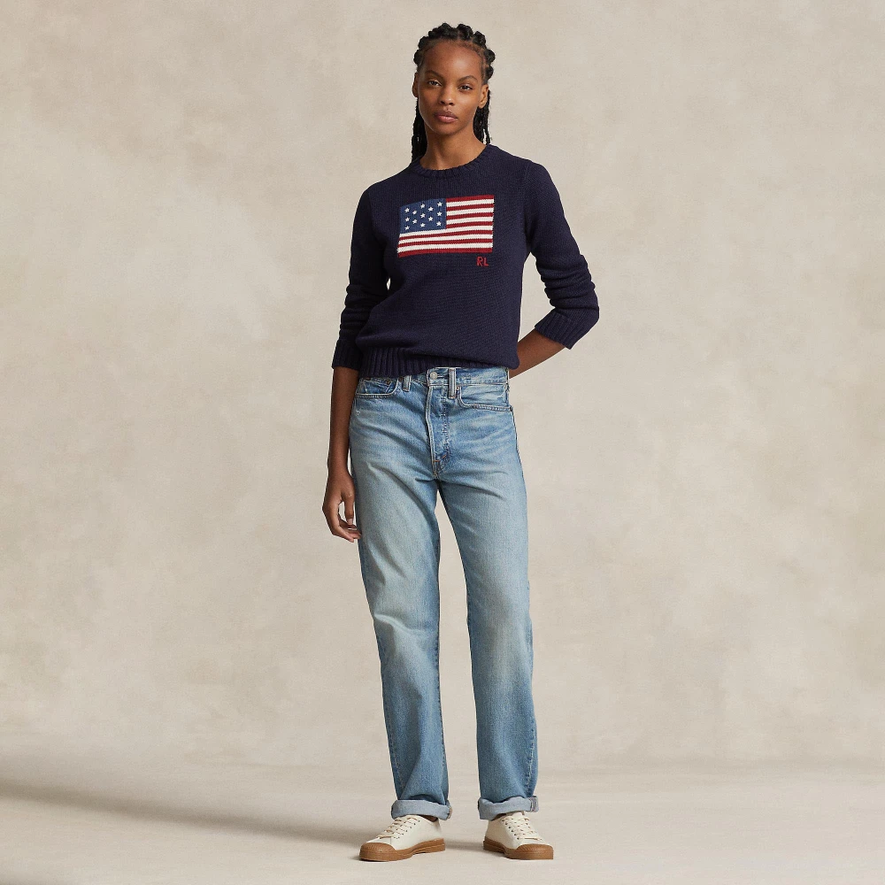  Γυναικείο Βαμβακερό Πουλόβερ Flag  Crewneck Polo Ralph Lauren