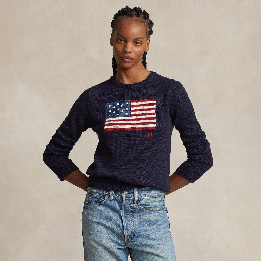  Γυναικείο Βαμβακερό Πουλόβερ Flag  Crewneck Polo Ralph Lauren