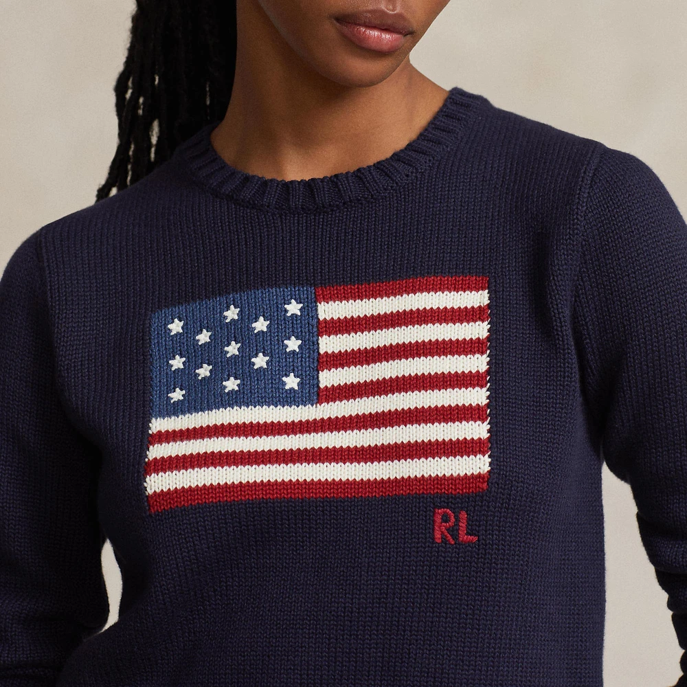  Γυναικείο Βαμβακερό Πουλόβερ Flag  Crewneck Polo Ralph Lauren