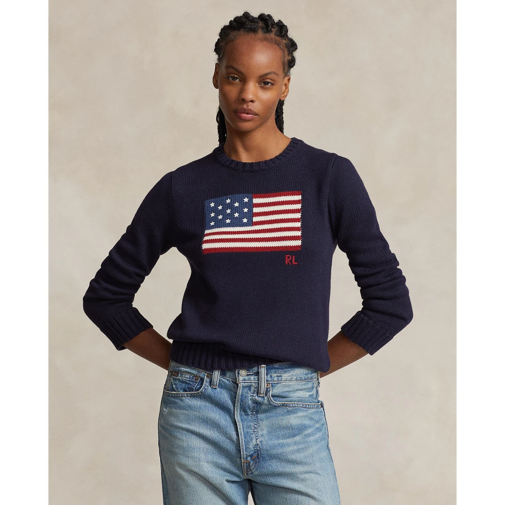  Γυναικείο Βαμβακερό Πουλόβερ Flag  Crewneck Polo Ralph Lauren