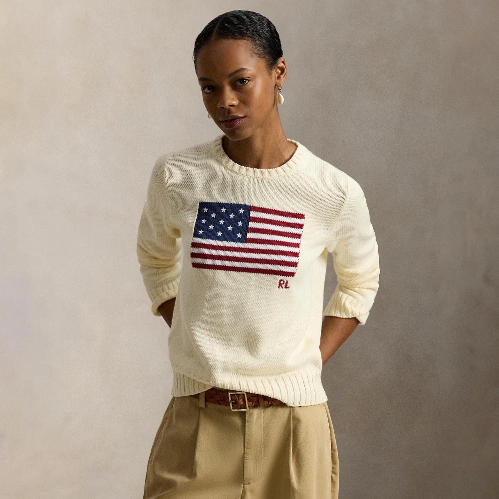  Γυναικείο Βαμβακερό Πουλόβερ Flag  Crewneck Polo Ralph Lauren