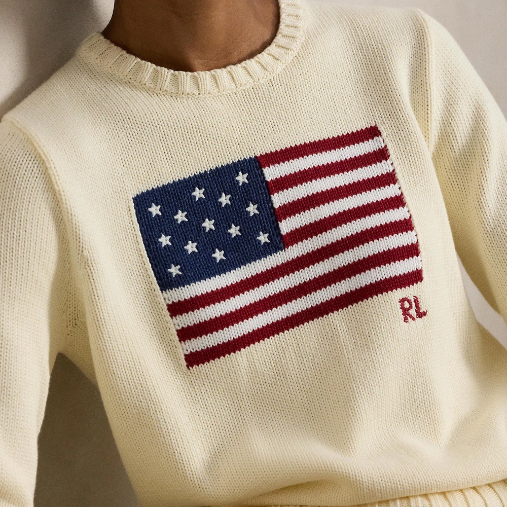  Γυναικείο Βαμβακερό Πουλόβερ Flag  Crewneck Polo Ralph Lauren
