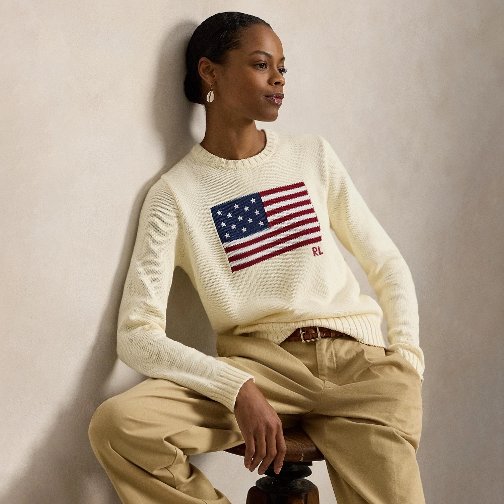 Γυναικείο Βαμβακερό Πουλόβερ Flag  Crewneck Polo Ralph Lauren