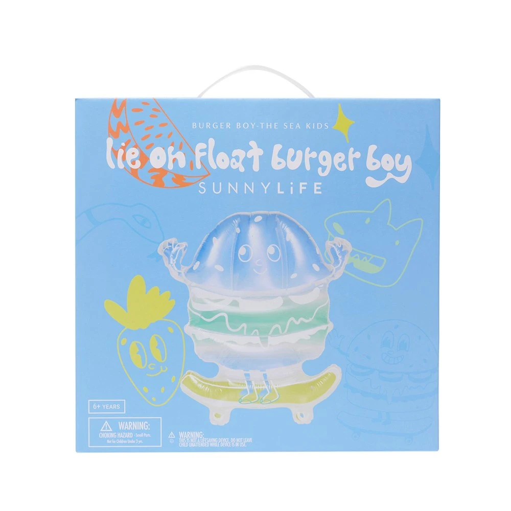 Παιδικό Στρώμα Θαλάσσης Lie-On Burger Boy The Sea Kids Blue-Lime SunnyLife