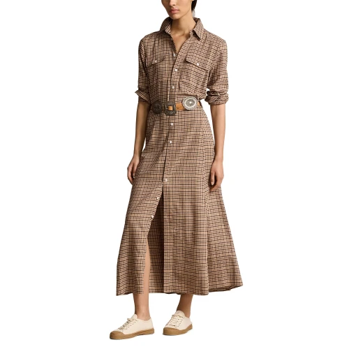 Γυναικείο Φόρεμα Belted Plaid Cotton-Blend Polo Ralph Lauren