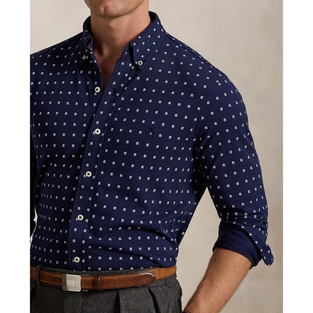 Ανδρικό Πουκάμισο Square-Print Featherweight Mesh Polo Ralph Lauren