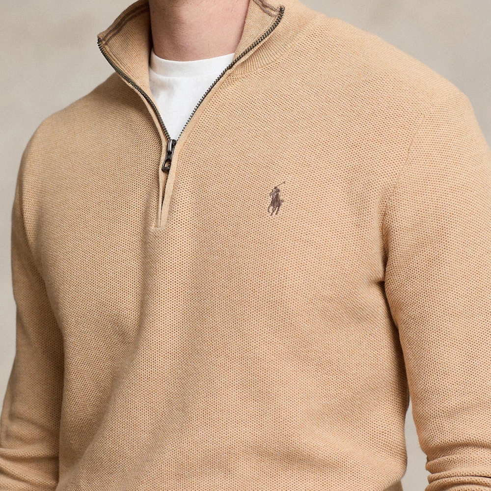 Ανδρικό Βαμβακερό Πουλόβερ Mesh-Knit  Quarter-Zip Polo Ralph Lauren