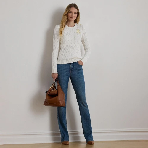 Γυναικείο  Πουλόβερ Button-Trim Cable-Knit Cotton Jumper  Polo Ralph Lauren