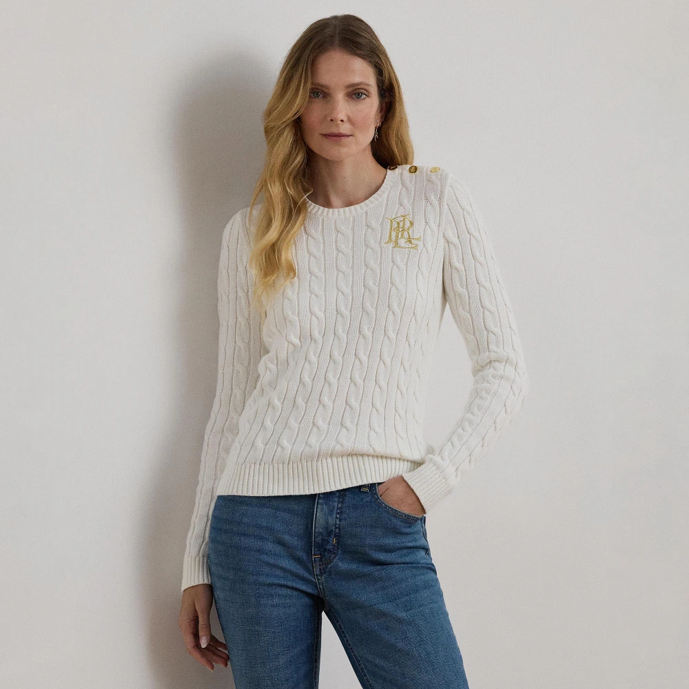 Γυναικείο  Πουλόβερ Button-Trim Cable-Knit Cotton Jumper  Polo Ralph Lauren