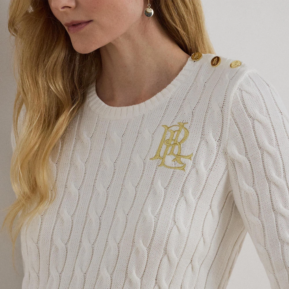 Γυναικείο  Πουλόβερ Button-Trim Cable-Knit Cotton Jumper  Polo Ralph Lauren