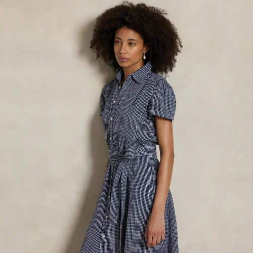 Γυναικείο Φόρεμα Belted Striped Linen Polo Ralph Lauren