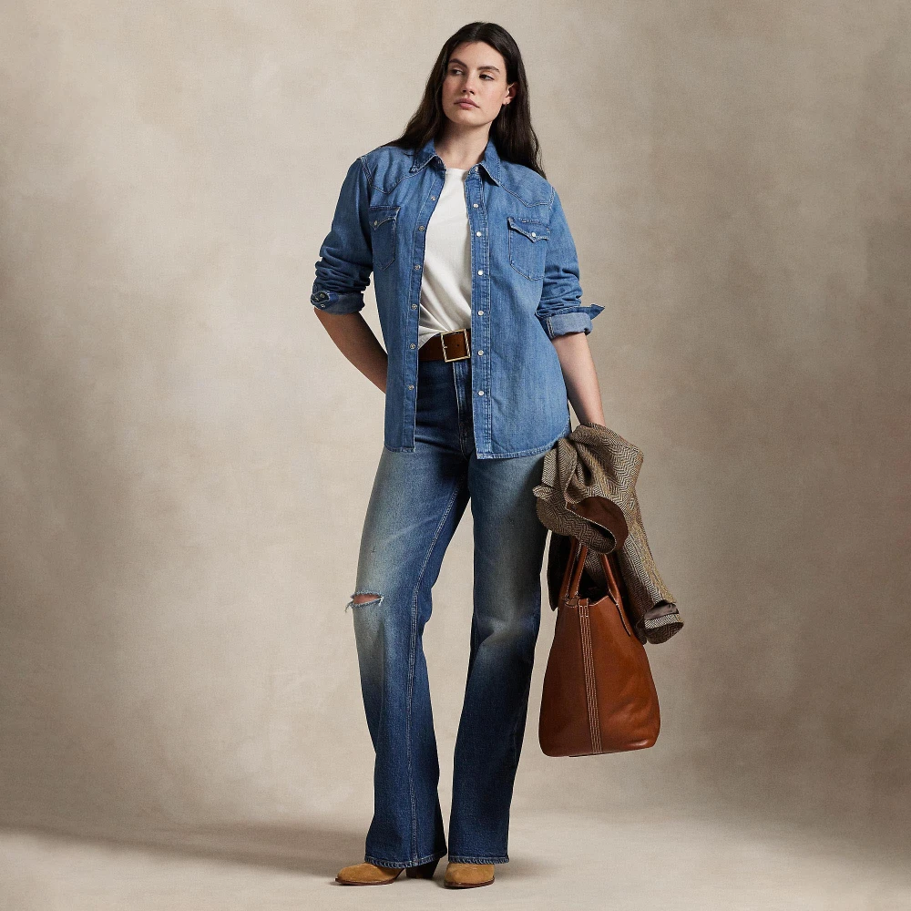 Γυναικείο Τζιν Western Πουκάμισο σε Απόχρωση Canaria Polo Ralph Lauren​
