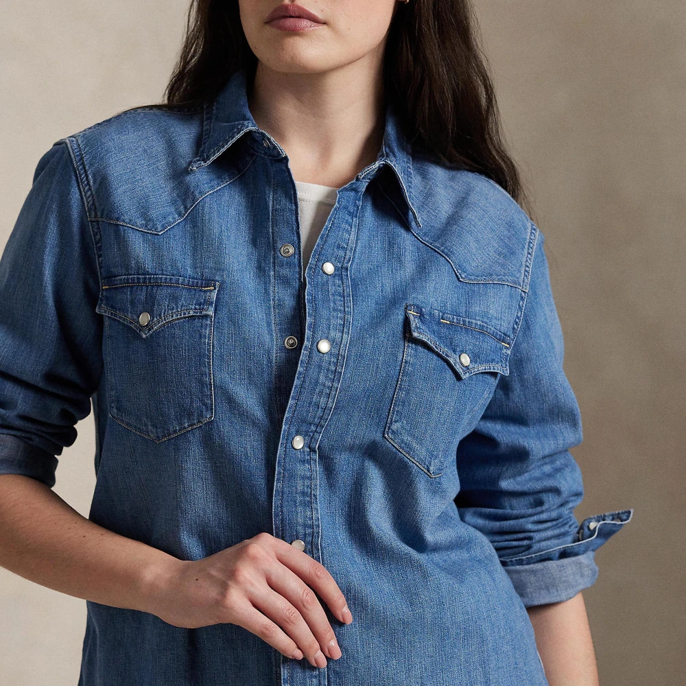 Γυναικείο Τζιν Western Πουκάμισο σε Απόχρωση Canaria Polo Ralph Lauren​
