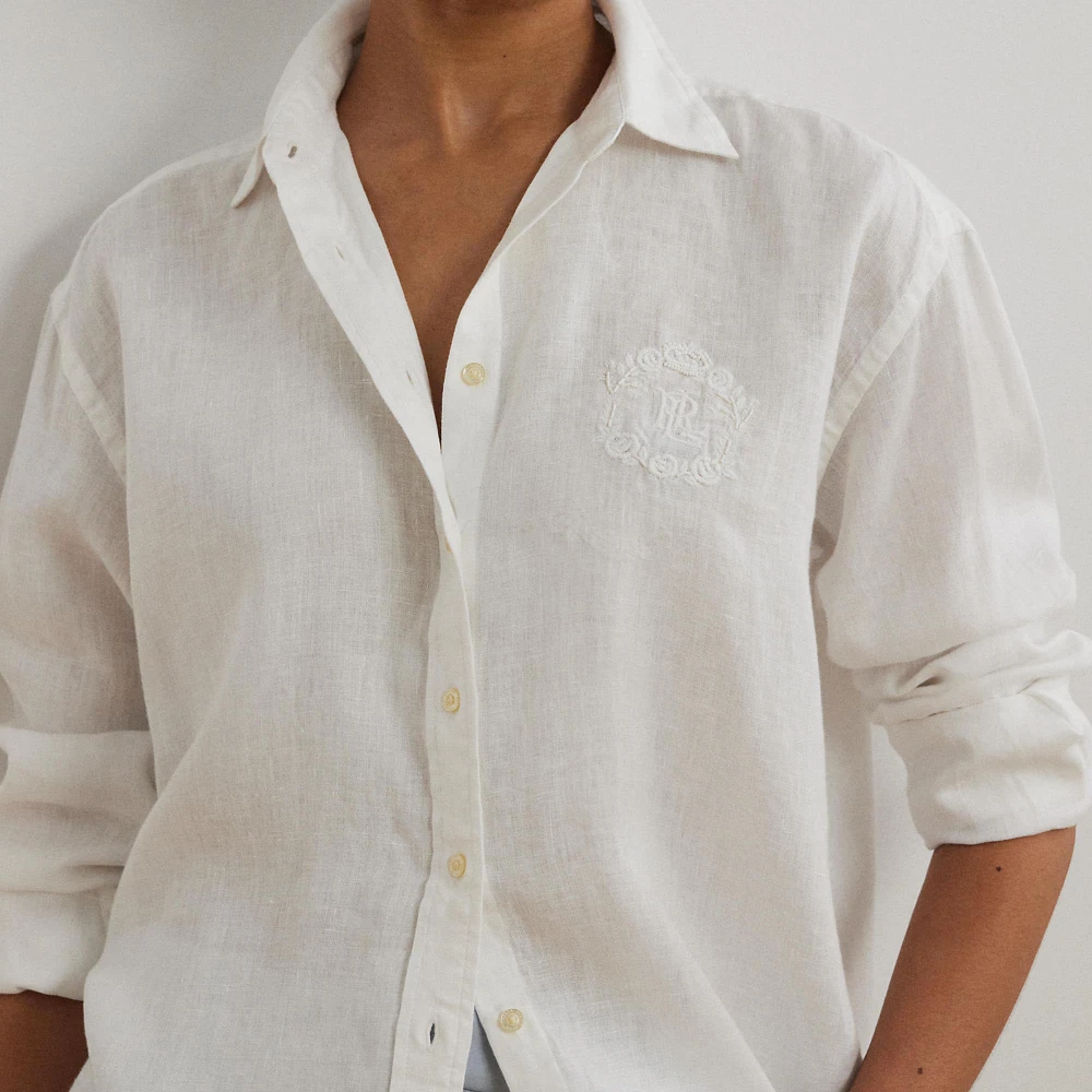 Γυναικείο Λινό Πουκάμισο Oversize Striped Floral-Logo  Polo Ralph Lauren