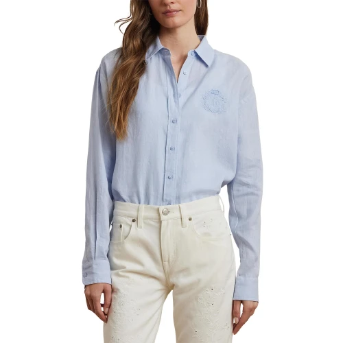 Γυναικείο Λινό Πουκάμισο Oversize Striped Floral-Logo  Polo Ralph Lauren