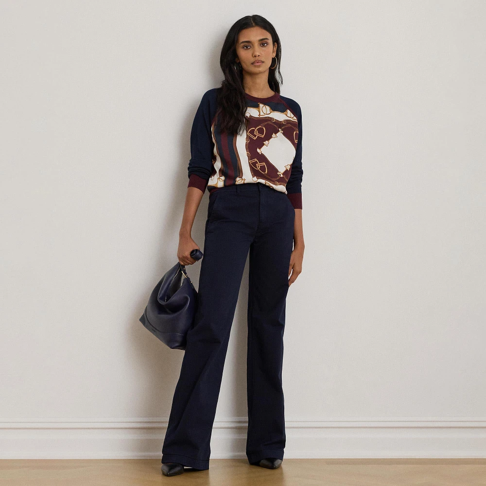 Γυναικείο Παντελόνι Lauren Ralph Lauren από Βαμβακερό Twill σε Μπλε