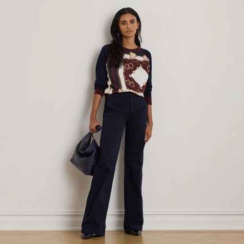 Γυναικείο Παντελόνι Lauren Ralph Lauren από Βαμβακερό Twill σε Μπλε