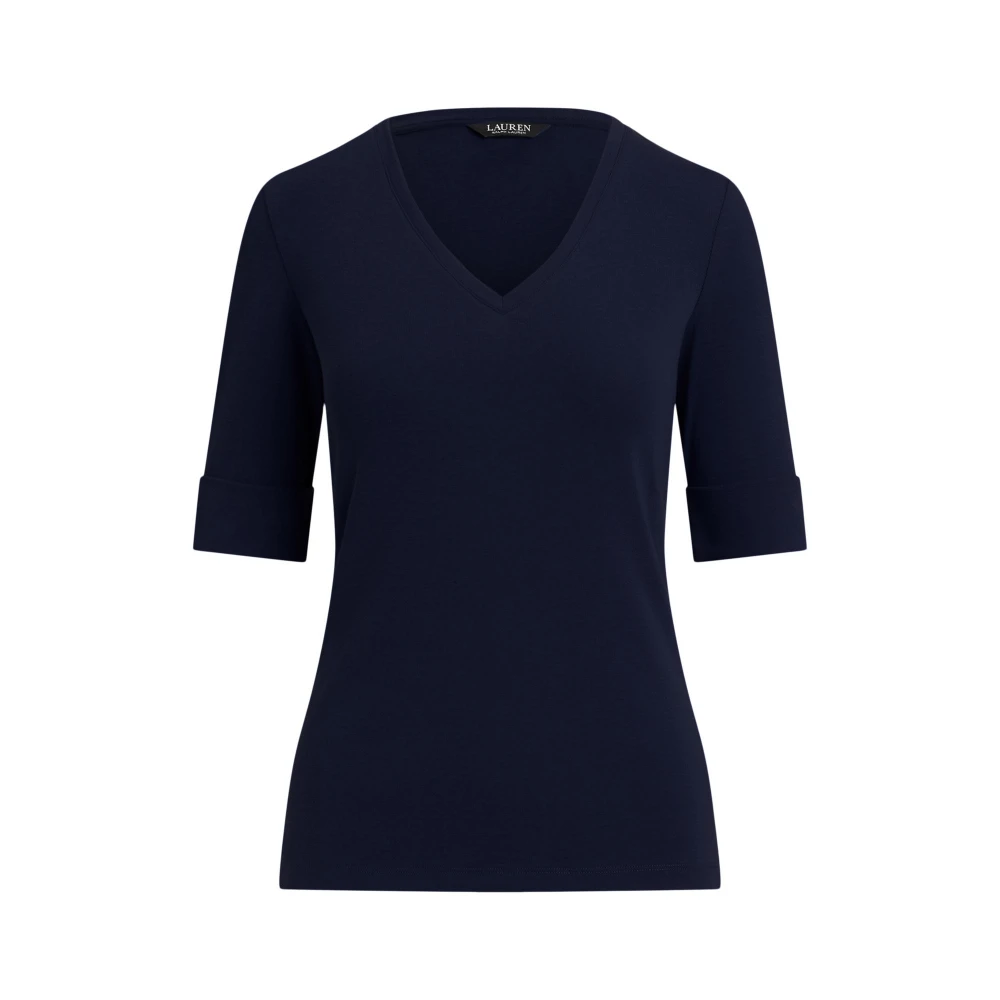 Γυναικείο Μπλούζακι Stretch Cotton Elbow-Sleeve V-Neck Lauren Ralph Lauren