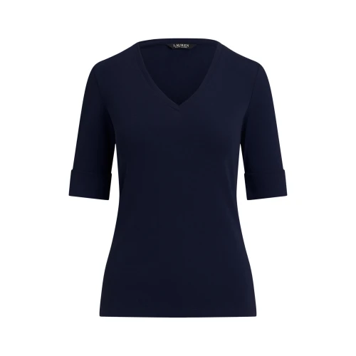 Γυναικείο Μπλούζακι Stretch Cotton Elbow-Sleeve V-Neck Lauren Ralph Lauren