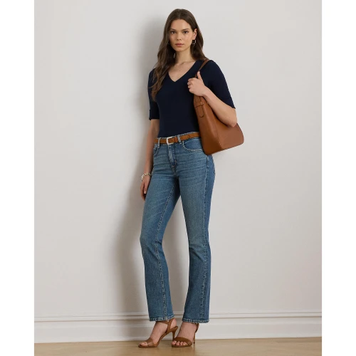 Γυναικείο Μπλούζακι Stretch Cotton Elbow-Sleeve V-Neck Lauren Ralph Lauren