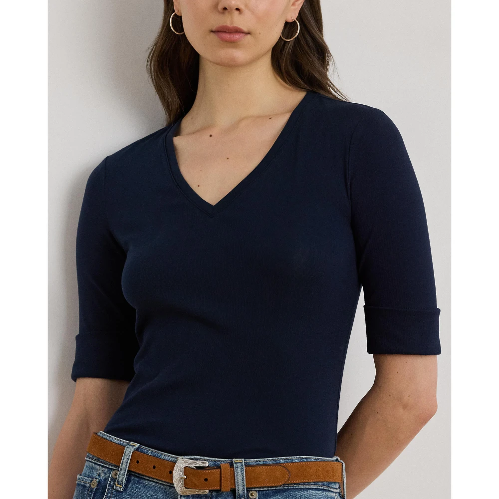 Γυναικείο Μπλούζακι Stretch Cotton Elbow-Sleeve V-Neck Lauren Ralph Lauren