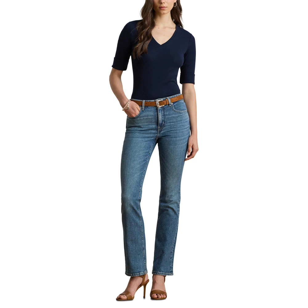 Γυναικείο Μπλούζακι Stretch Cotton Elbow-Sleeve V-Neck Lauren Ralph Lauren