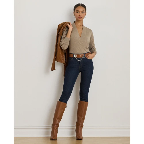 Πουλόβερ με λαιμόκοψη από βαμβάκι και modal Lauren Ralph Lauren