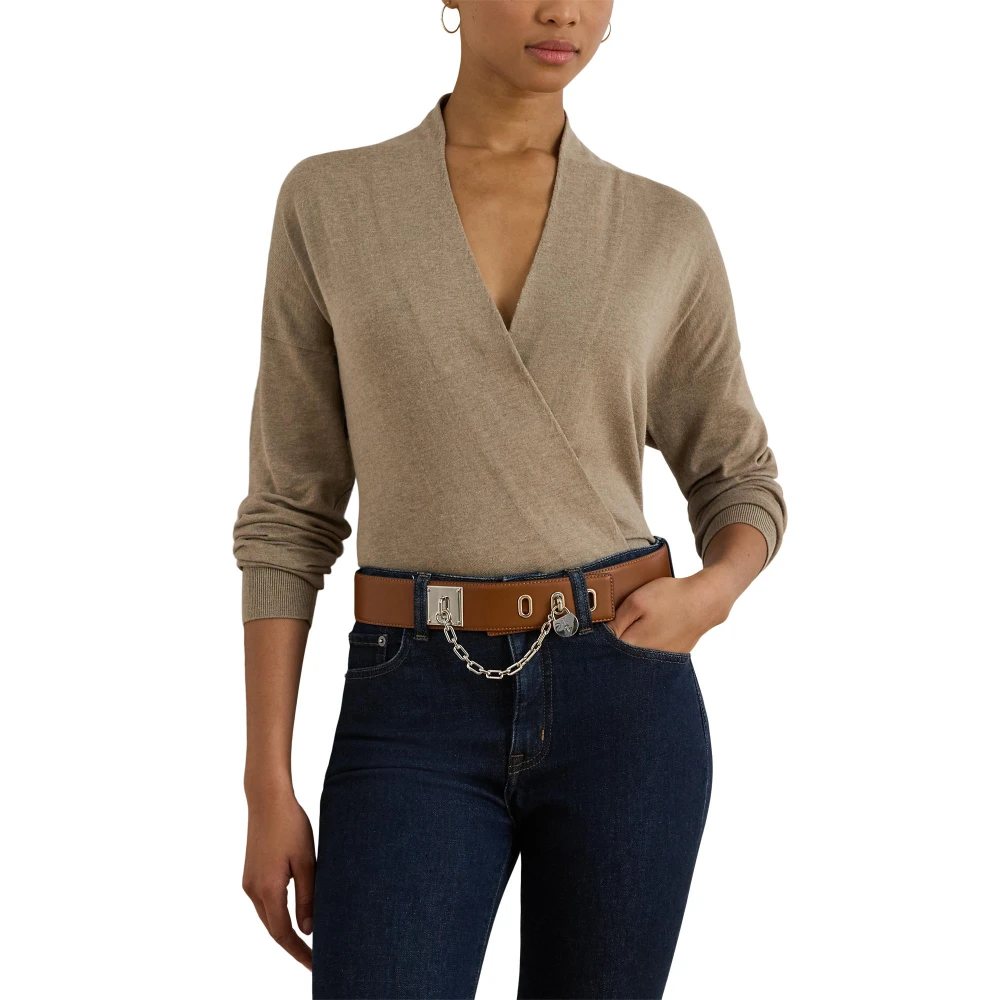 Πουλόβερ με λαιμόκοψη από βαμβάκι και modal Lauren Ralph Lauren