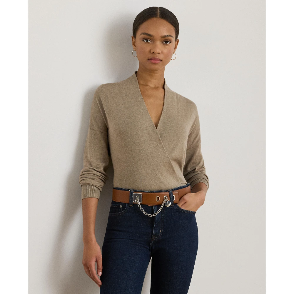 Πουλόβερ με λαιμόκοψη από βαμβάκι και modal Lauren Ralph Lauren