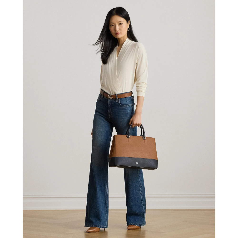 Πουλόβερ με λαιμόκοψη από βαμβάκι και modal Lauren Ralph Lauren