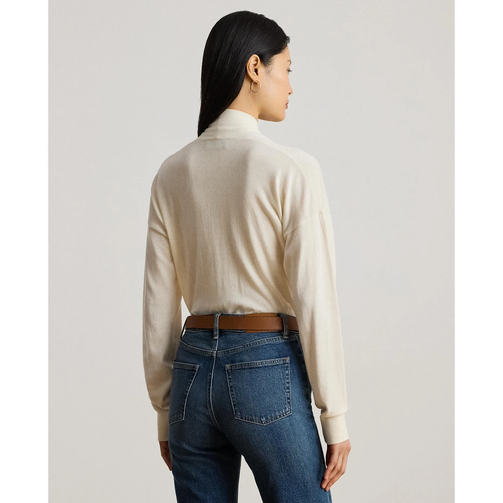 Πουλόβερ με λαιμόκοψη από βαμβάκι και modal Lauren Ralph Lauren