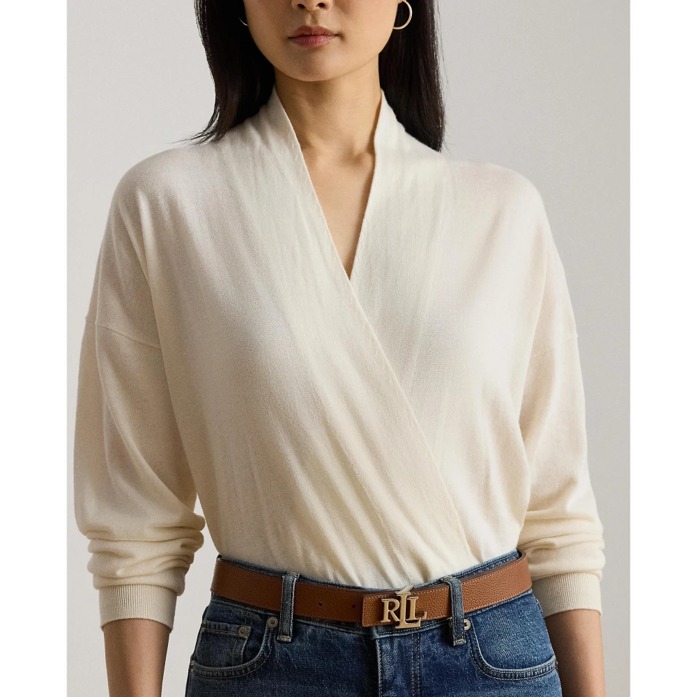 Πουλόβερ με λαιμόκοψη από βαμβάκι και modal Lauren Ralph Lauren