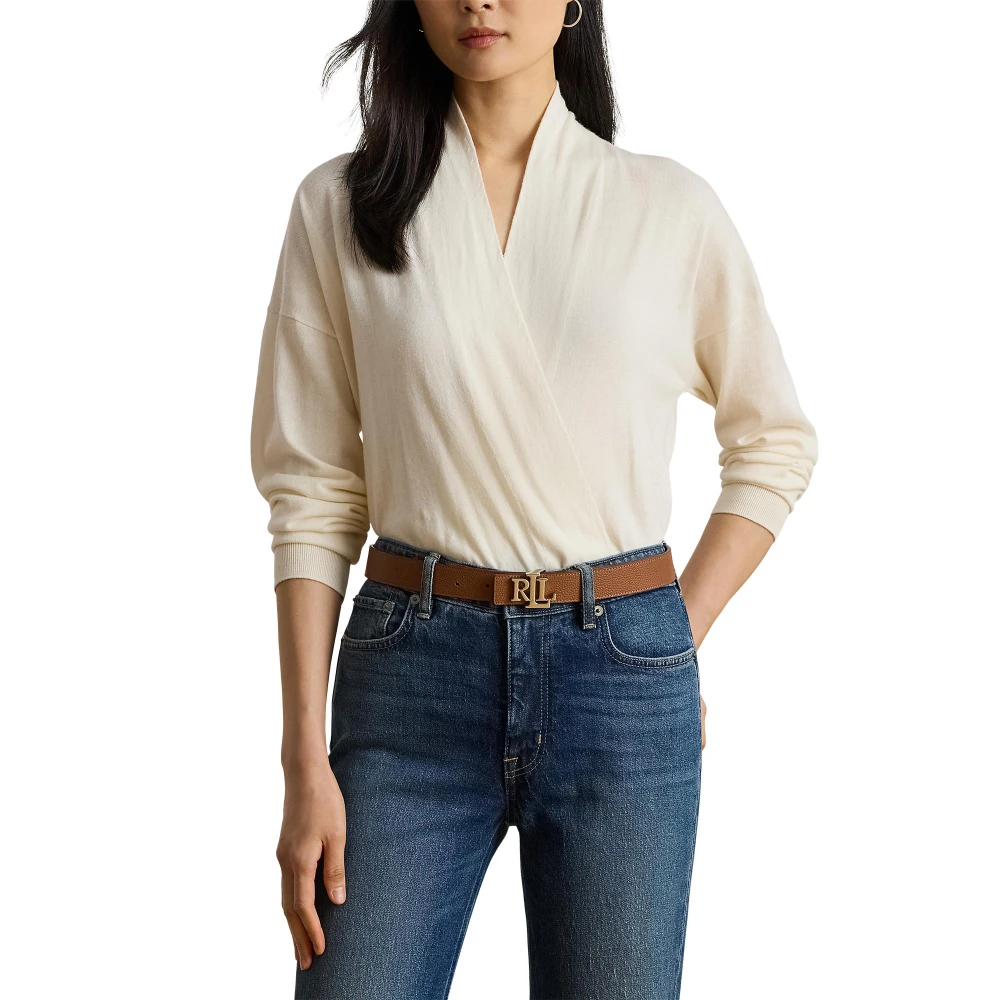 Πουλόβερ με λαιμόκοψη από βαμβάκι και modal Lauren Ralph Lauren