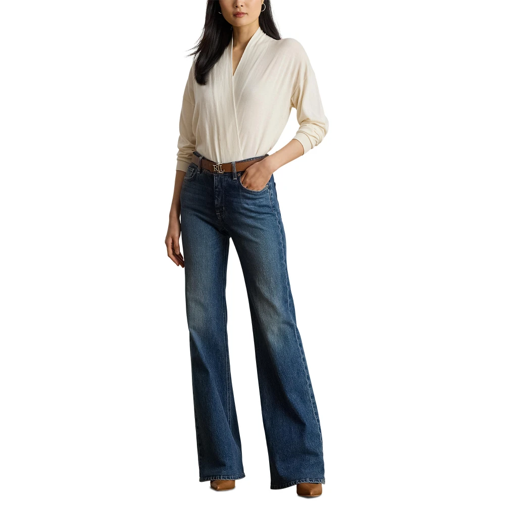 Πουλόβερ με λαιμόκοψη από βαμβάκι και modal Lauren Ralph Lauren