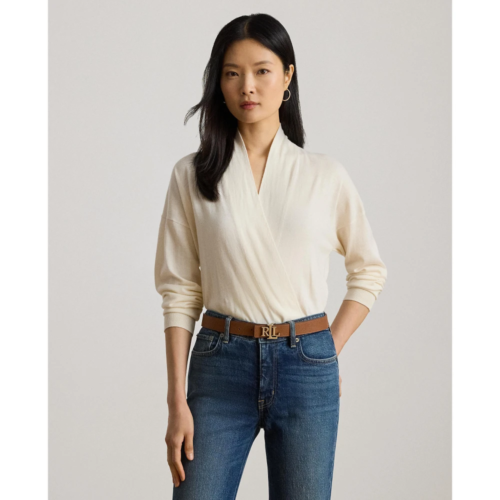 Πουλόβερ με λαιμόκοψη από βαμβάκι και modal Lauren Ralph Lauren