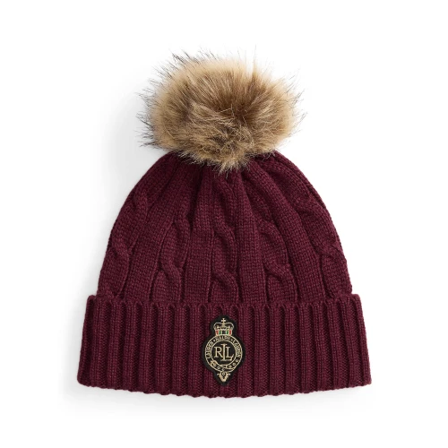 Γυναικείο Σκουφάκι Crest-Patch Pom-Pom Cable-Knit Polo Ralph Lauren