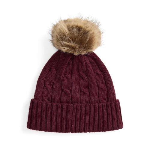  Γυναικείο Σκουφάκι Crest-Patch Pom-Pom Cable-Knit Polo Ralph Lauren