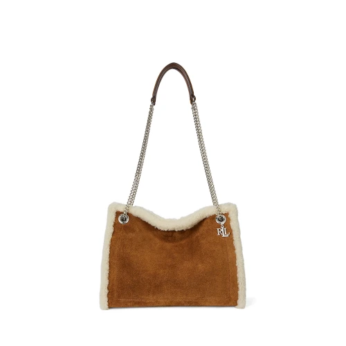 Τσάντα ώμου Bradley με λεπτομέρειες από shearling Lauren Ralph Lauren