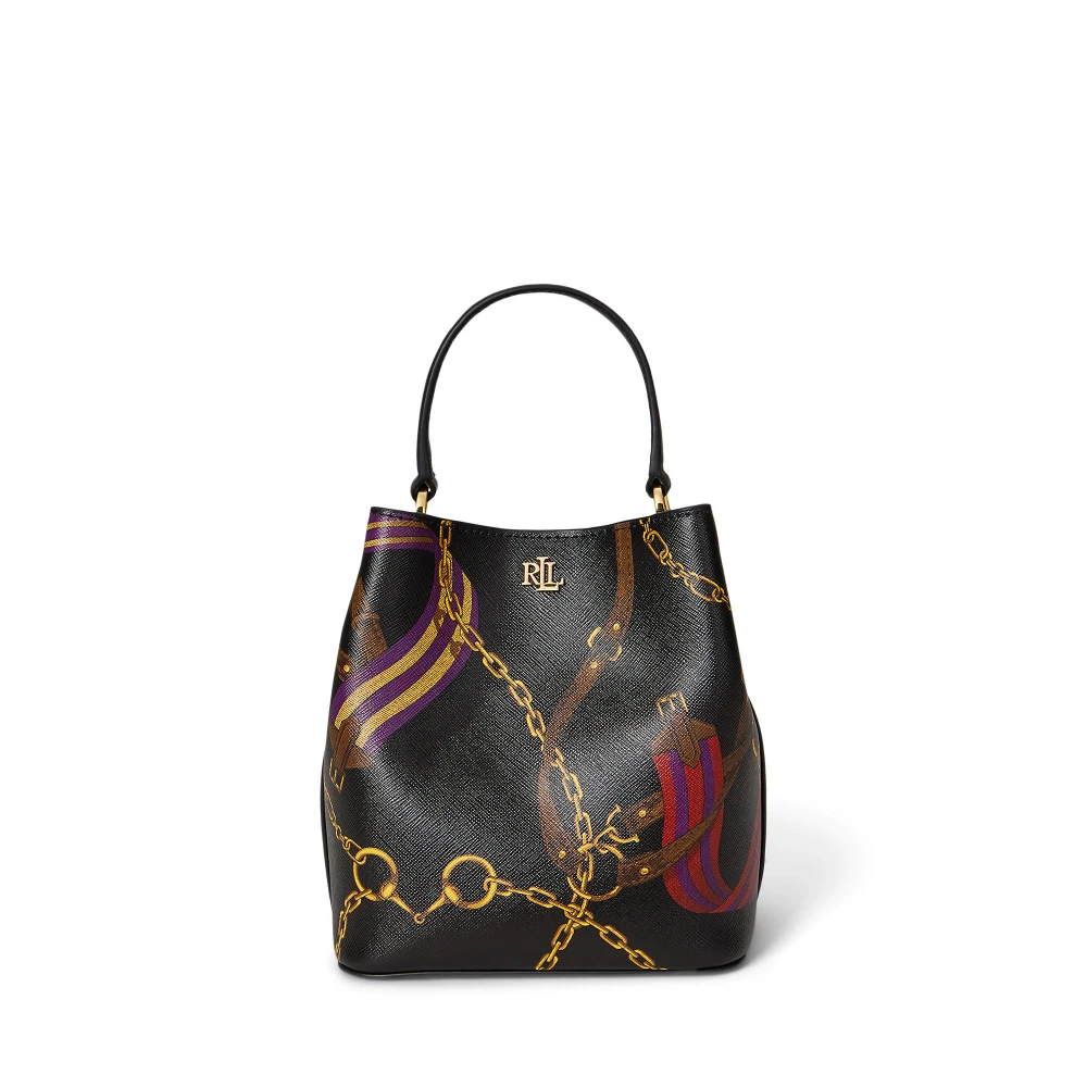 Δίχρωμη Δερμάτινη μικρή Reese Bucket τσάντα Lauren Ralph Lauren