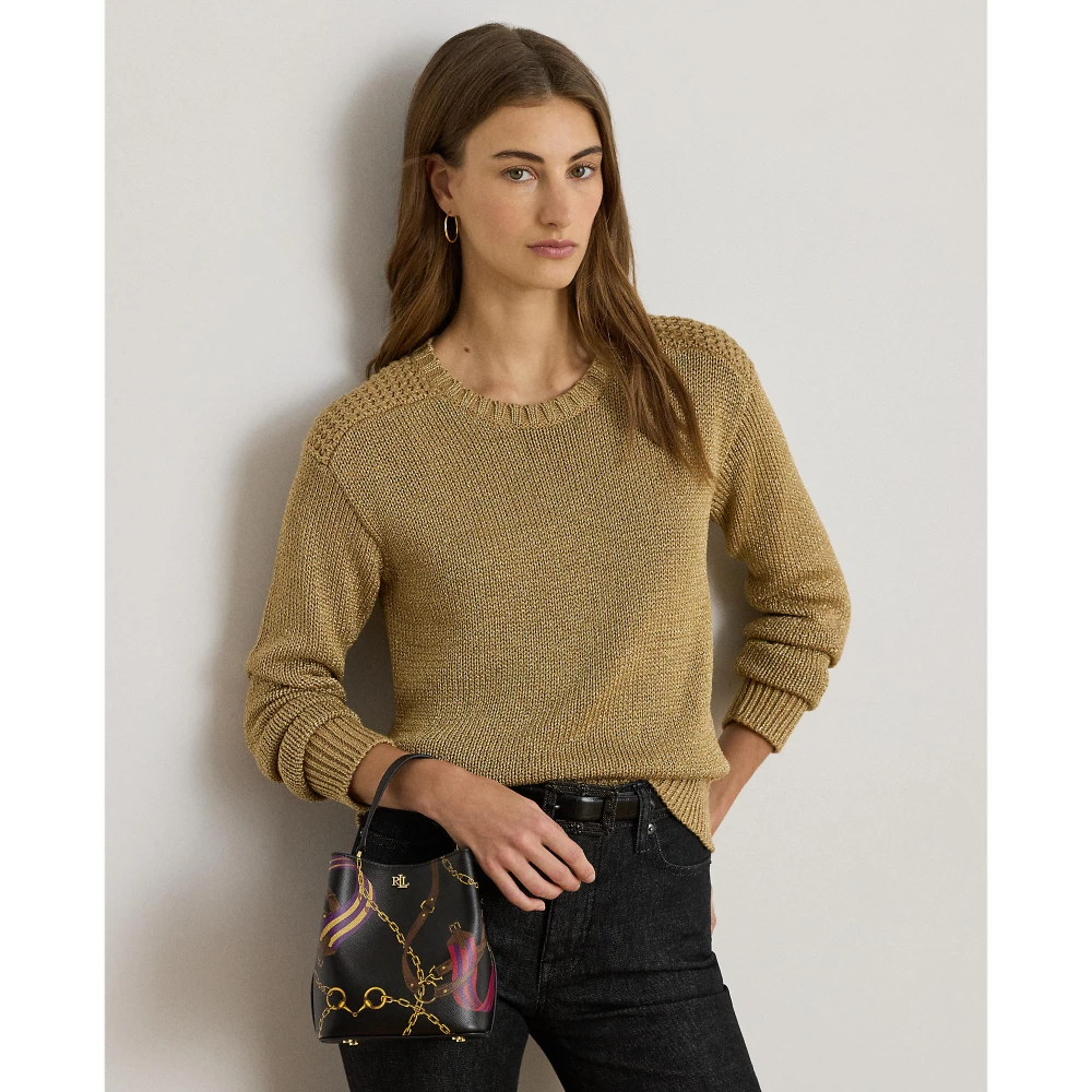 Δίχρωμη Δερμάτινη μικρή Reese Bucket τσάντα Lauren Ralph Lauren