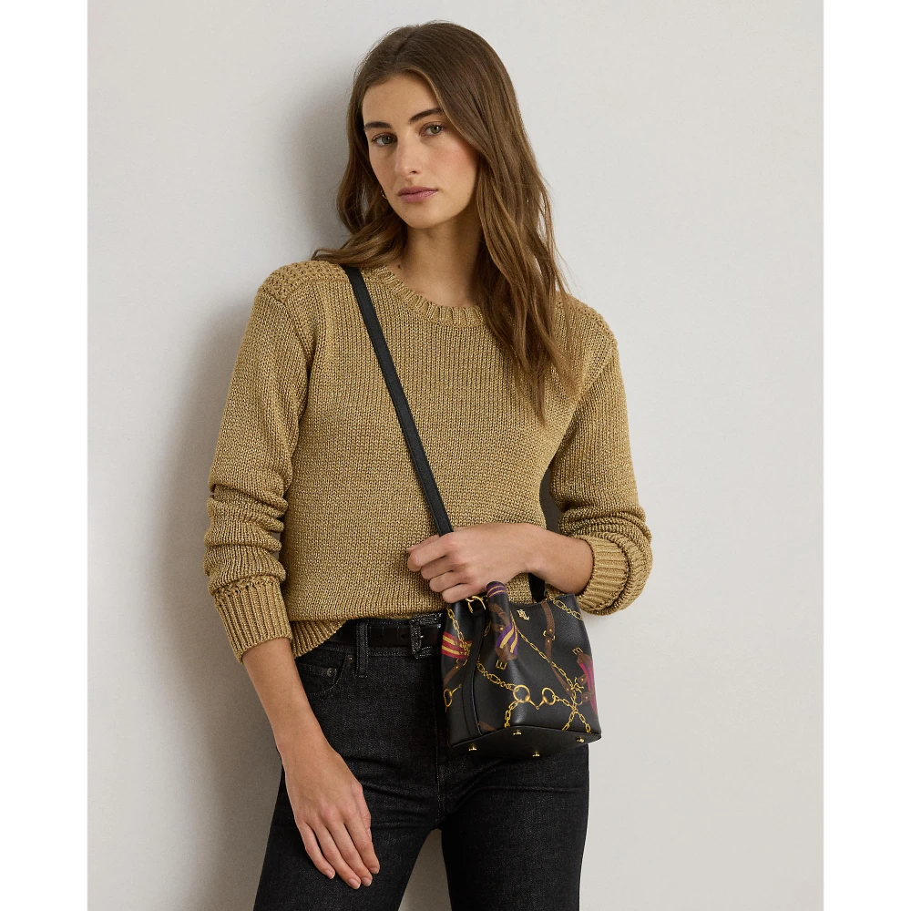 Δίχρωμη Δερμάτινη μικρή Reese Bucket τσάντα Lauren Ralph Lauren