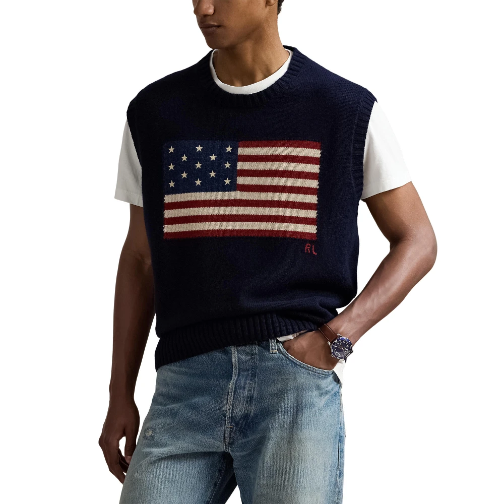 Πλεκτό Γιλέκο Big Fit με Σημαία Polo Ralph Lauren