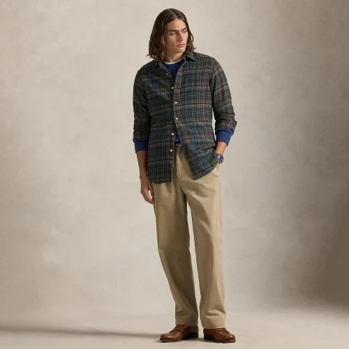 Πουκάμισο Custom Fit Plaid από χνουδωτό φανελένιο βαμβάκι Polo Ralph Lauren