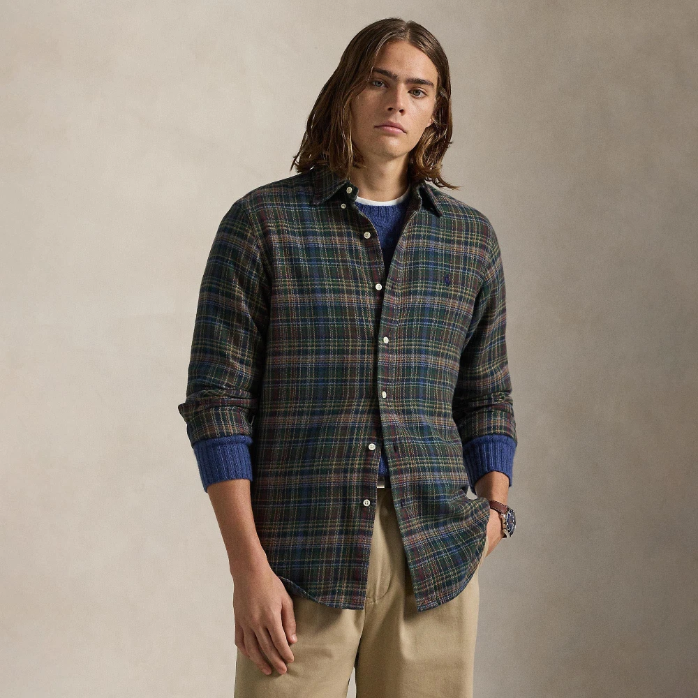 Πουκάμισο Custom Fit Plaid από χνουδωτό φανελένιο βαμβάκι Polo Ralph Lauren