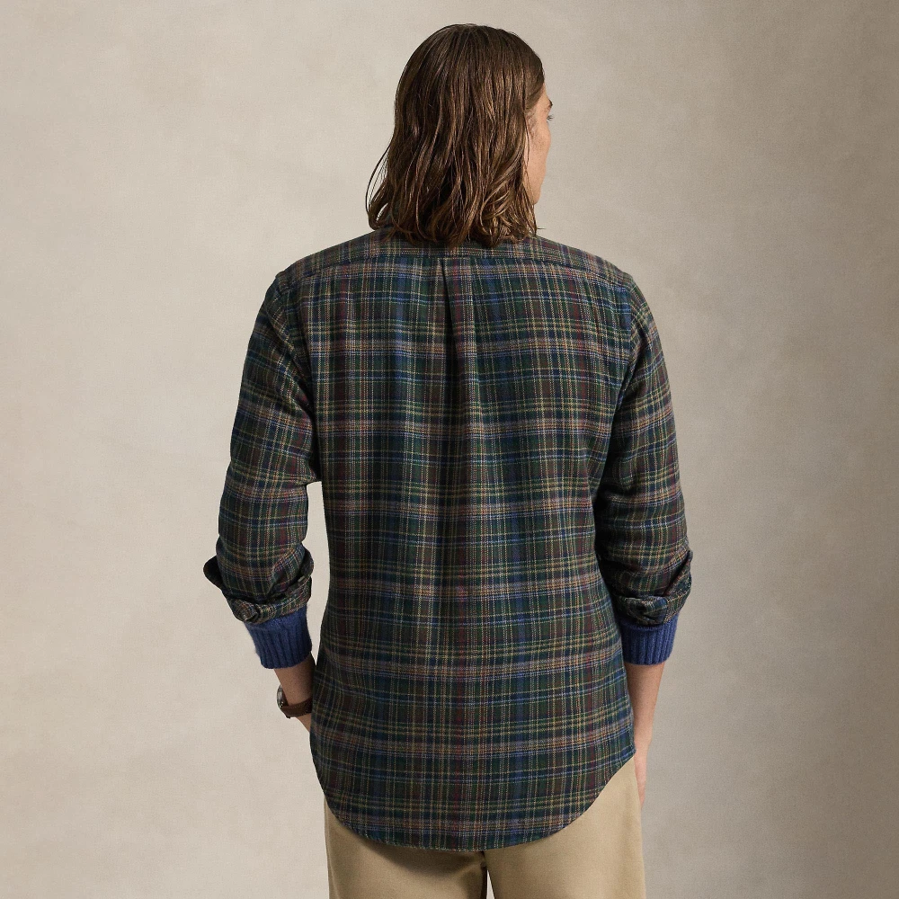 Πουκάμισο Custom Fit Plaid από χνουδωτό φανελένιο βαμβάκι Polo Ralph Lauren